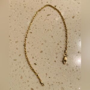 Elegant 14 KT yellow Gold 2 mm Rope Chain Bracelet